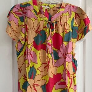 New Easel Los Angeles Plus Size Top Blouse Shirt Floral Tiered Short Sleeve